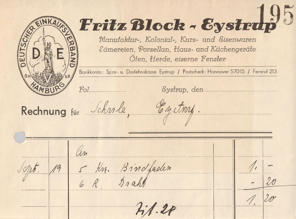 Manufaktur- Kolonial- Kurz- und Eisenwaren Fritz Block