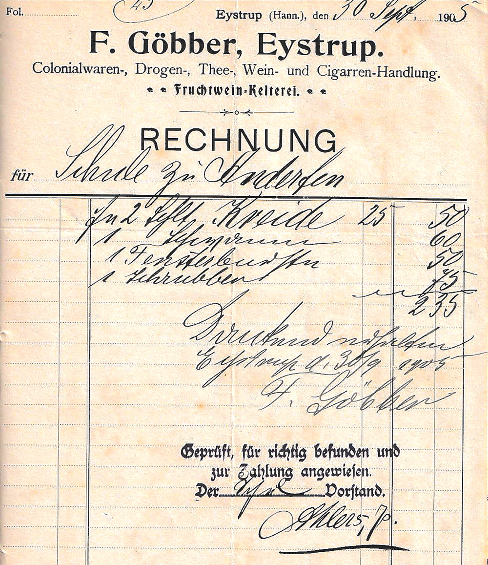 F. Göbber Colonialwaren, Drogen, Thee-, Wein- und Cigarren-Handlung Fruchtwein-Kelterei