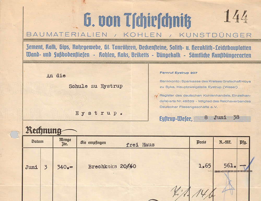 G. von Tschirschnitz Baumaterialien Kohlen Kunstdünger