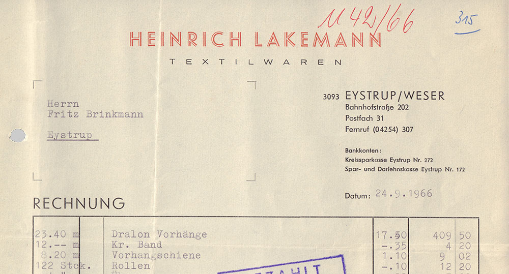 Heinrich Lakemann Textilwaren
