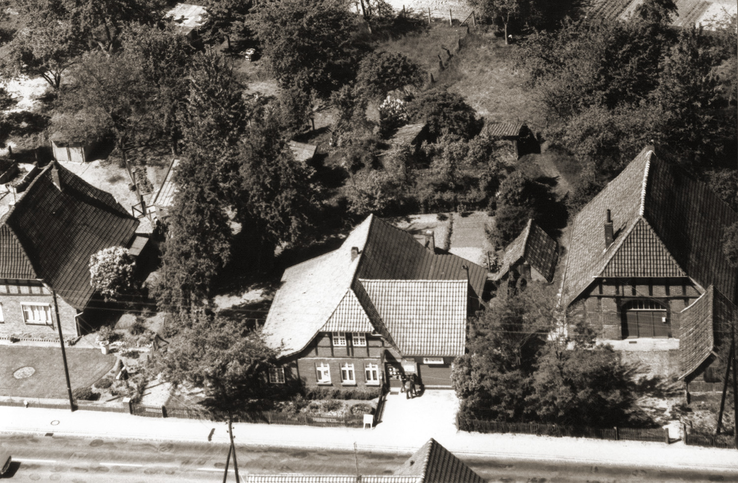 Luftaufnahme des Lebensmittelgeschäftes Anna Frerking