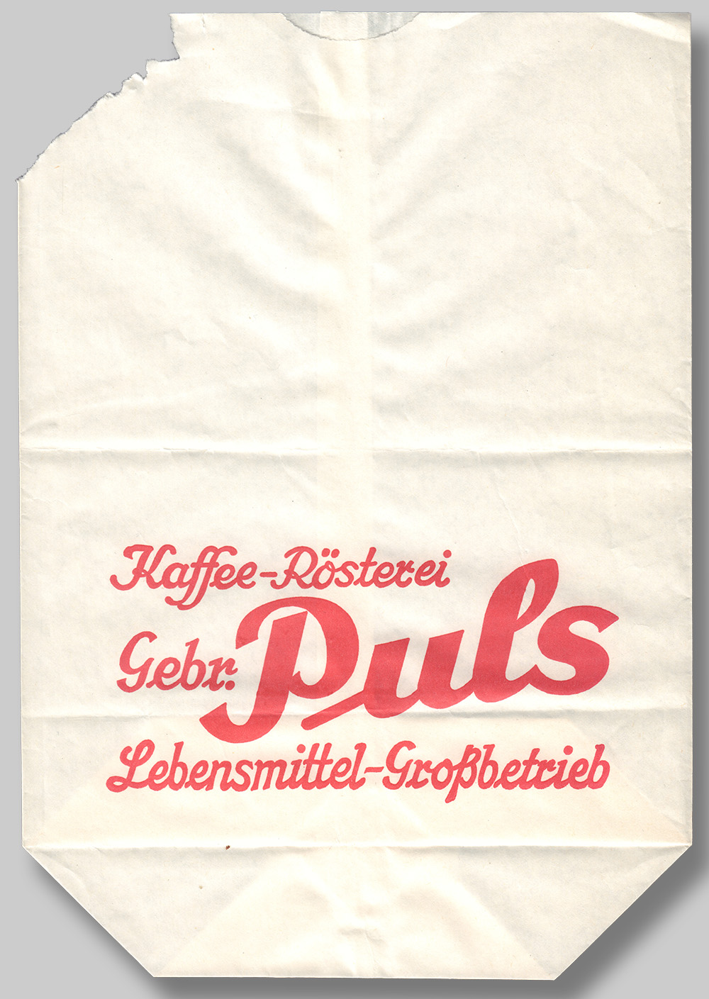 Warentüte des Lebensmittelgeschäftes Gebr. Puls