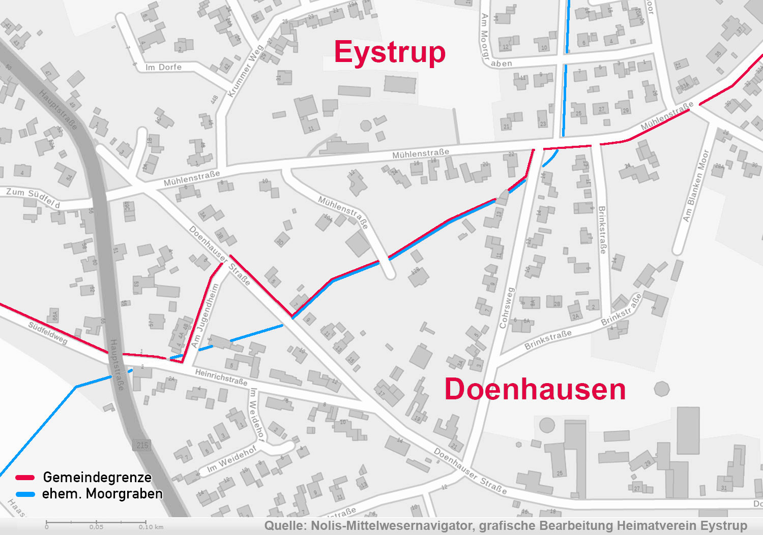 Ehemaliger Ortsgrenzenverlauf zwischen Eystrup und Doenhausen