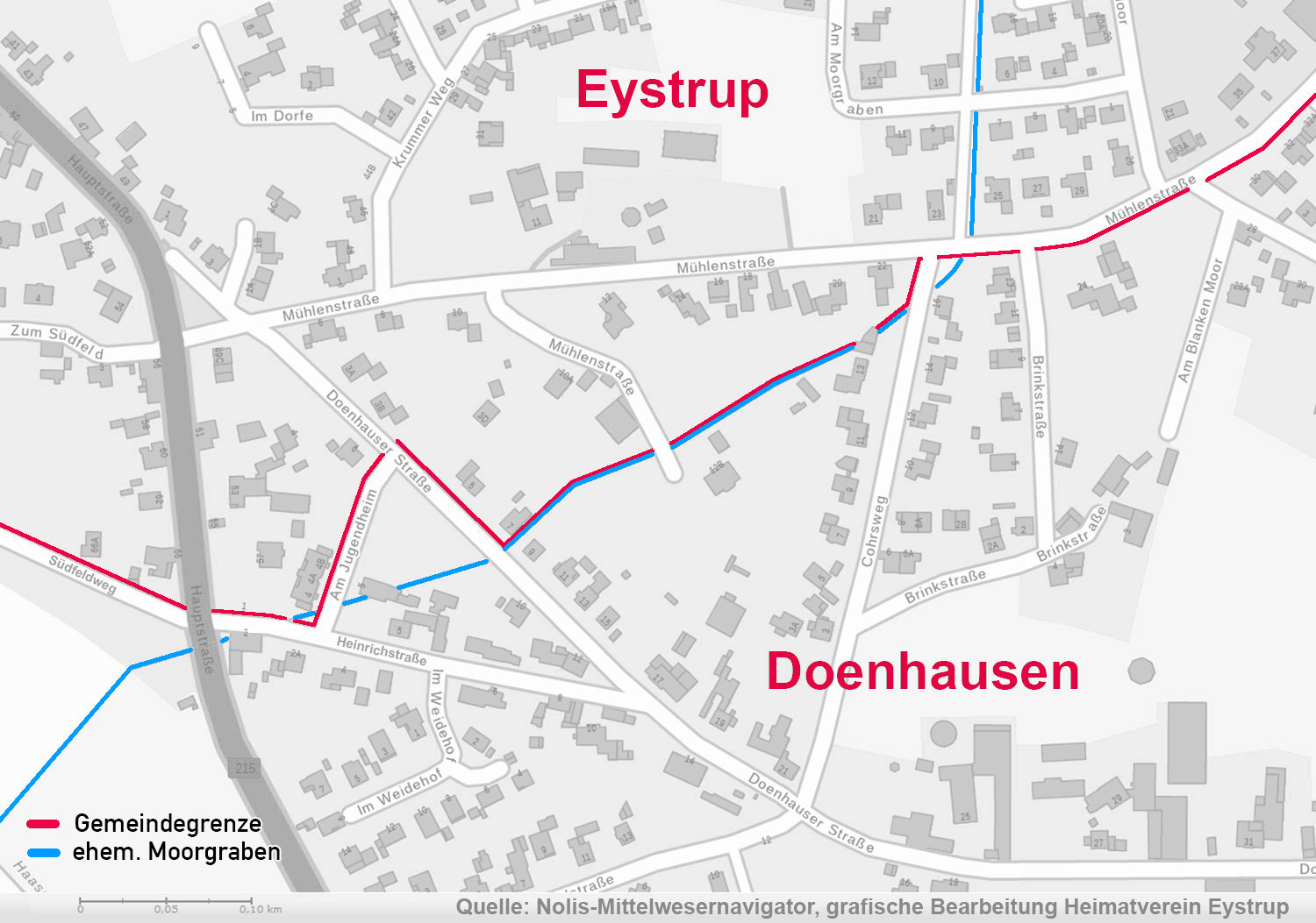 Ehemaliger Ortsgrenzenverlauf zwischen Eystrup und Doenhausen