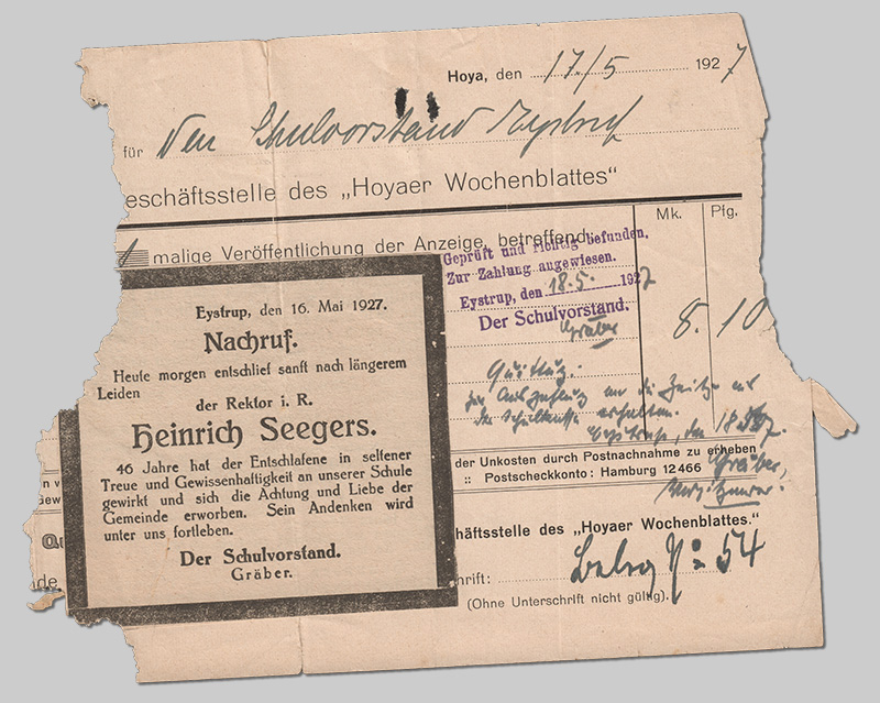 Nachruf Rektor Seegers 