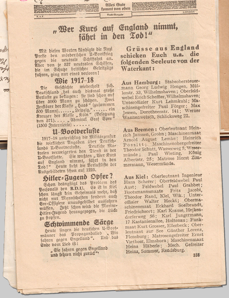 Englisches Flugblatt